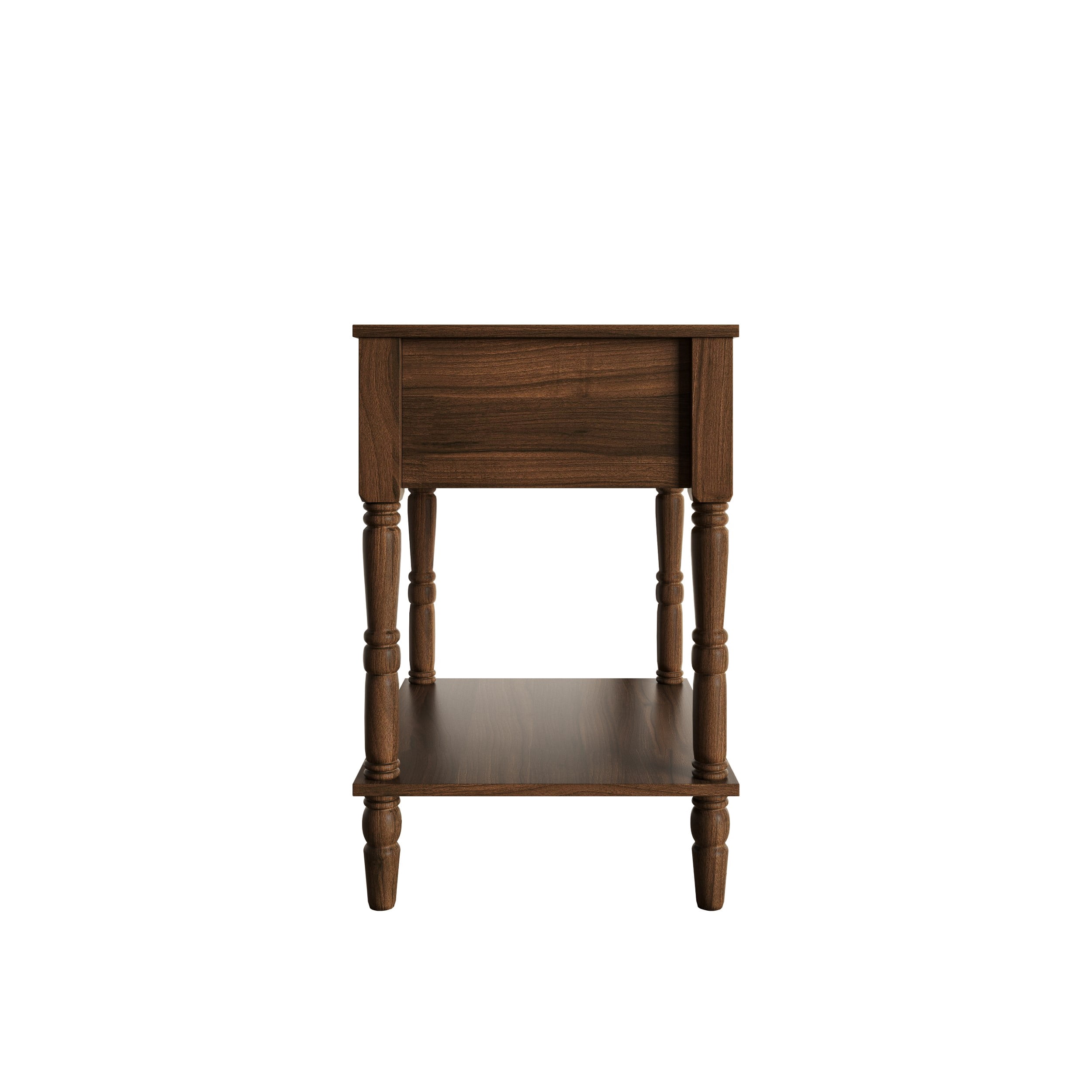 Home Design Rumford 1-Drawer Nightstand for Adult, Modern Bedside Table with Storage, Brown Finish