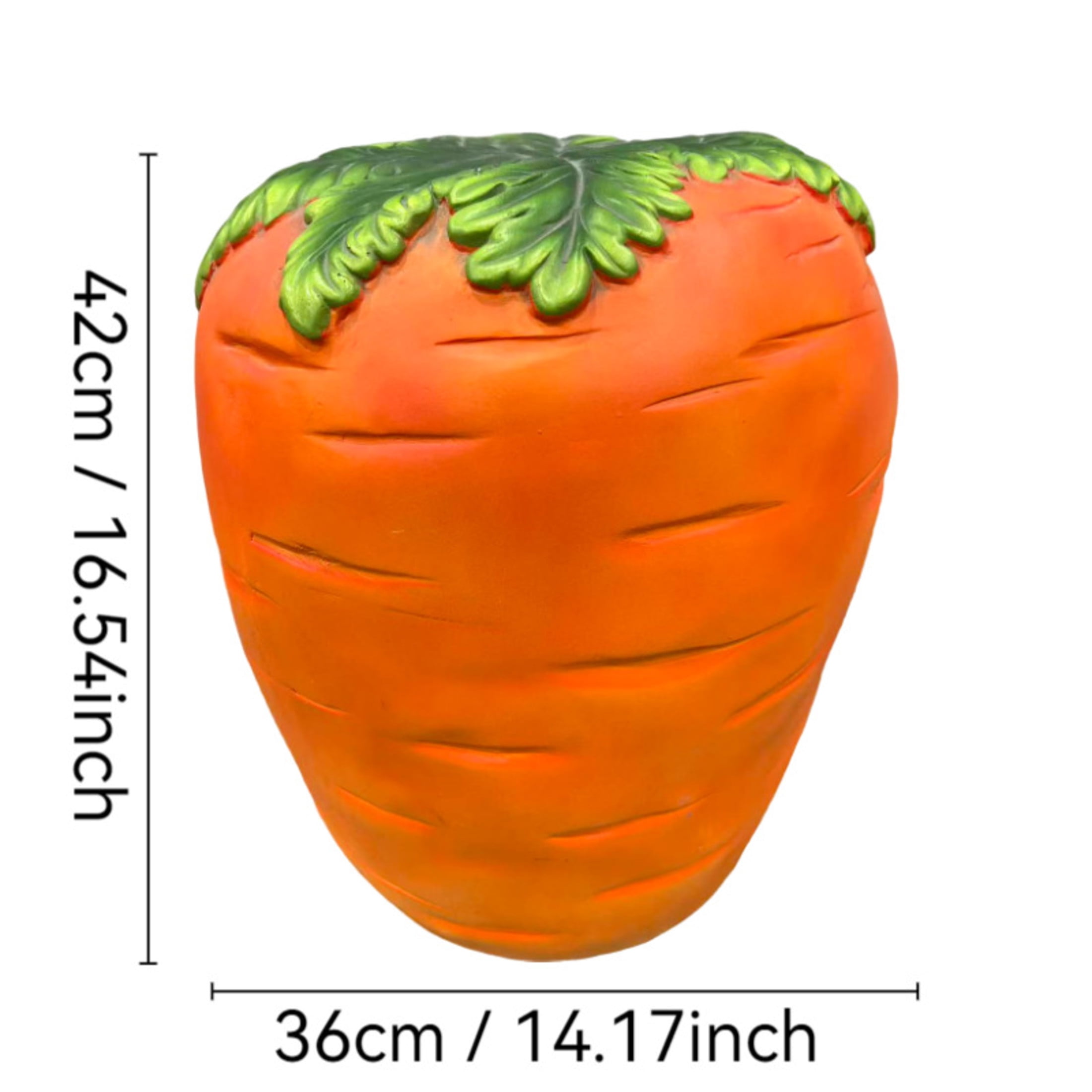Noble House Carrot Stool, Cute Fairy Decorative Statue, Outdoor Creative Figurine Seat for Patio, Garden, Orange