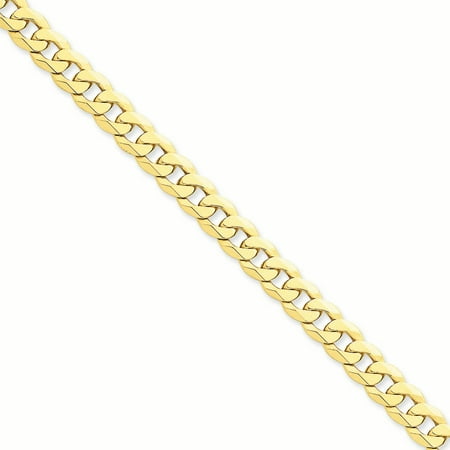 14K Yellow Gold 8.00MM Beveled Curb Link Bracelet, 9"