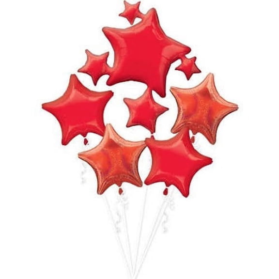 Red Stars Foil Mylar Balloon Bouquet (5pc)