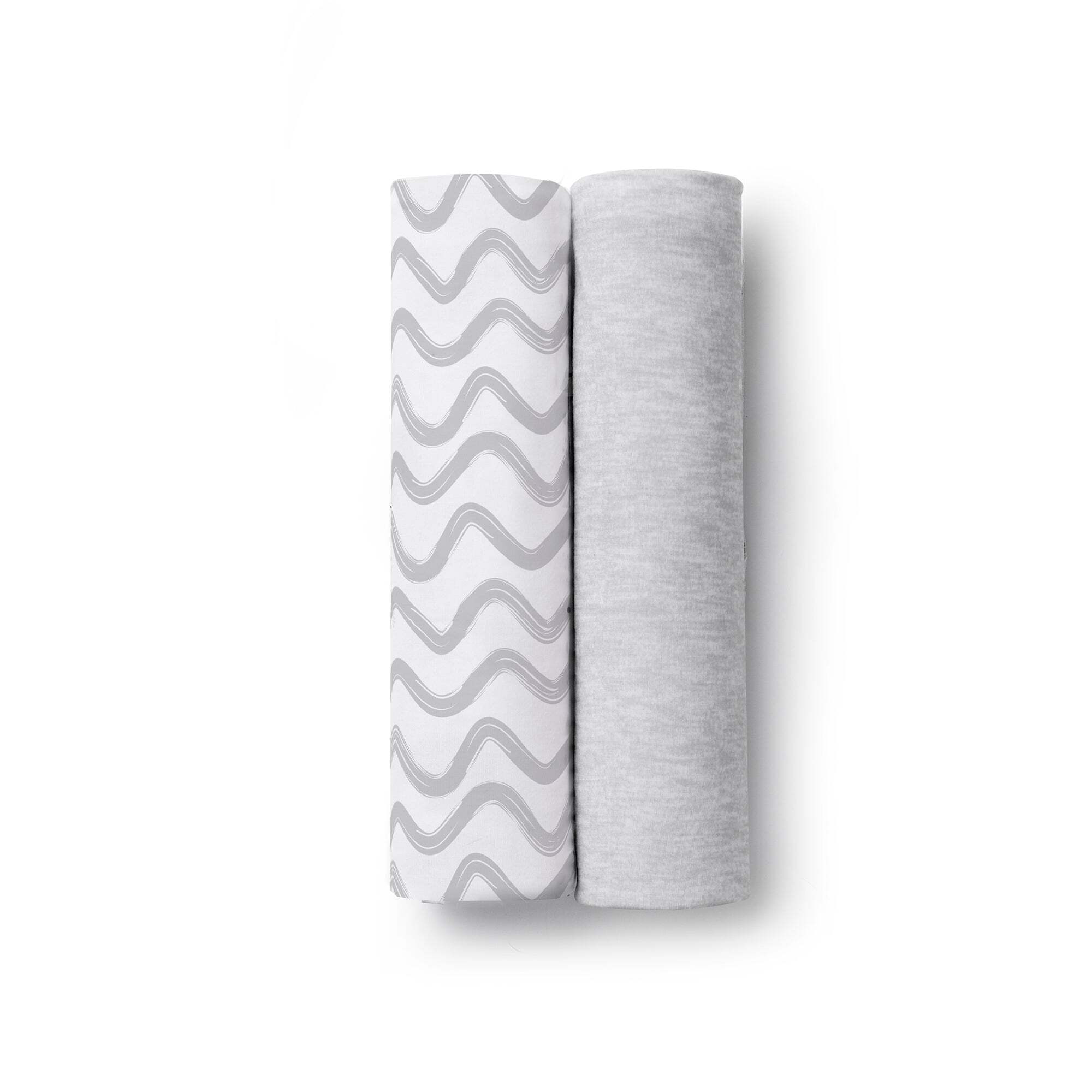 BreathableBaby Swaddle Blanket, Watercolor Wave Gray & Gray Heather, 2 Pack