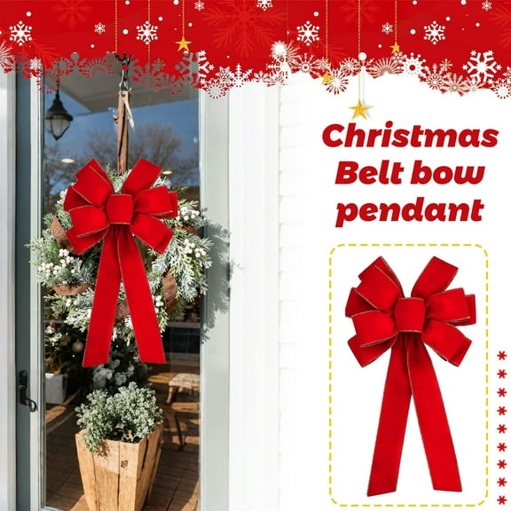 Christmas Decorations High-end Gold Velvet Bow Christmas Flocking Bow Large Red