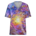 thumbnail image 3 of Summer Sexy Fold Print Regular Women Short Sleeve V Neck Button Tops, 3 of 6