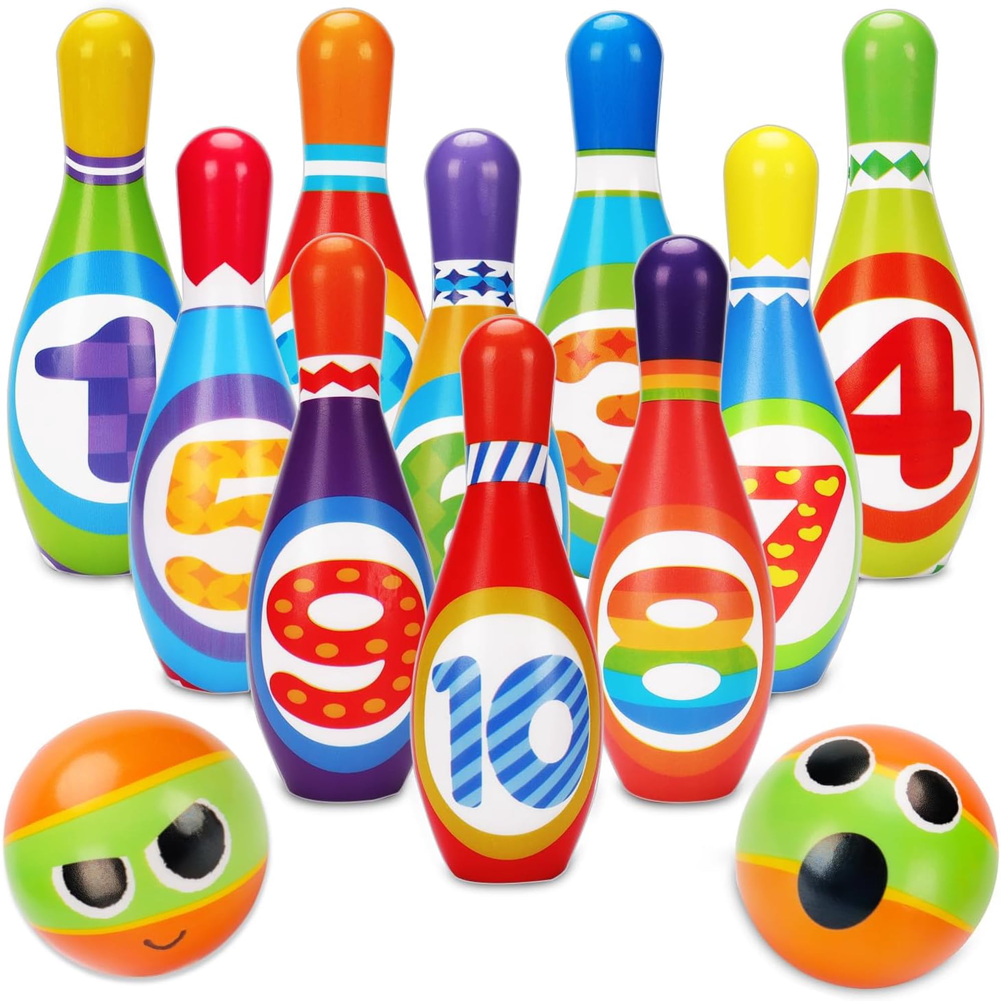 Konexial Kids Bowling Toy Set, Toddler Indoor Outdoor Activity Play Game Toys for Boy Girl, Soft 10 Foam Bowling Pins & 2 Balls, Educational Children Birthday Party Gifts