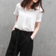 thumbnail image 5 of Camisa de gasa Mujer Blusa de manga corta de verano Top informal suelto, Blanco, XXL Speravity AP001402-05B, 5 of 7