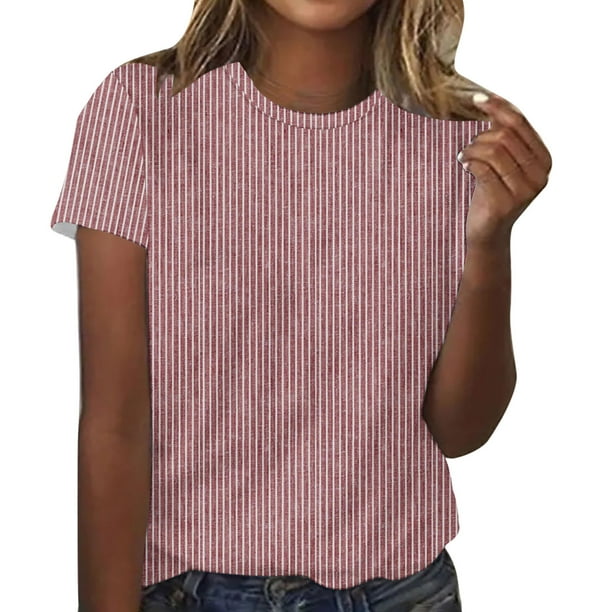 Blusas para las Mujeres Casual Impreso Cuello Redondo Suéter Manga Corta Blusa, Ligero Casual Top
