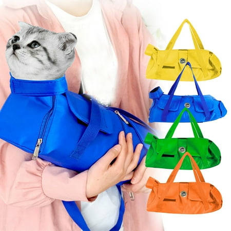 Popular Picks  Dog and Pussy Going Bag  Portable Foldable Shoulder Bag for Pets  Adjustable Chest Circumference  with Zipper Pocket Management | Cloth  Blue  Blaxill