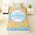 thumbnail image 3 of Erosebridal Light Blue Waffle Baseball & Bat Logo Graphic Twin Sheet Sets 3pcs, Baseball Graphic Bedding for Boys And Girls Kids,Super Cozy Room Decor, 3 of 5