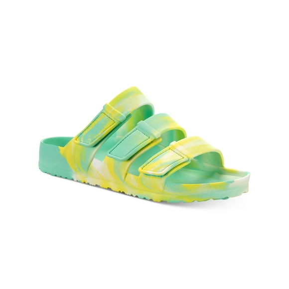 SUN STONE Womens Green Tie Dye Water Resistant Flexible Comfort Adjustable Arizona Essentials Round Toe Slide Sandals Shoes 10 M