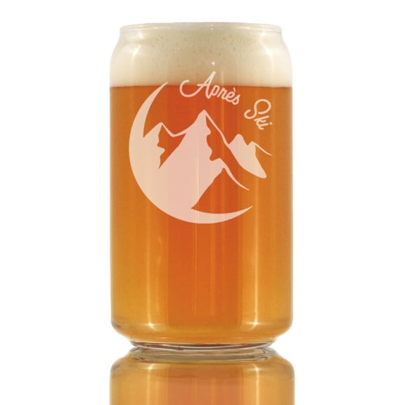 Bevvee Beer Can Pint Glass 16 oz Apres Ski Gifts for Ski Enthusiasts Beer Glasses