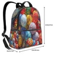 thumbnail image 4 of Lsque Easter Eggs Pattern Backpack – School Travel Canvas Daypack with Ergonomic Padded Straps, Multiple Compartments & Leather Handle, 4 of 5