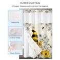 thumbnail image 2 of No Hook Cloth Fabric Shower Curtain with Snap in Liner, Daisy Floral Waterproof Shower Curtains Set with See Through Top Window, Vintage Rustic Bee Gnomes Flowers Bath Curtains Shower 72"x78", 2 of 6