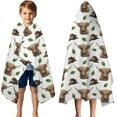 thumbnail image 3 of White Highland Cow Hat Leaf Pattern Hooded Bath Towel，50"x30" for Ages 3 To 12 Kids, Quick Dry Lightweight Soft Microfiber Hood Beach Towel Cover Up for Kids, 3 of 7