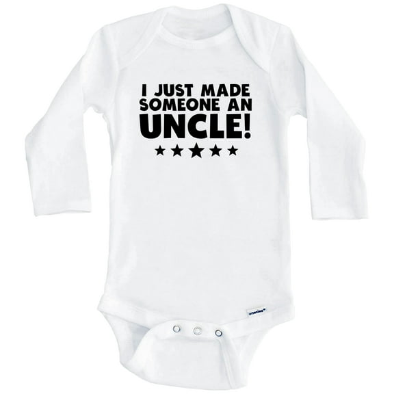 I Just Made Someone An Uncle Niece Nephew One Piece Baby Bodysuit (Long Sleeve), 0-3 Months White