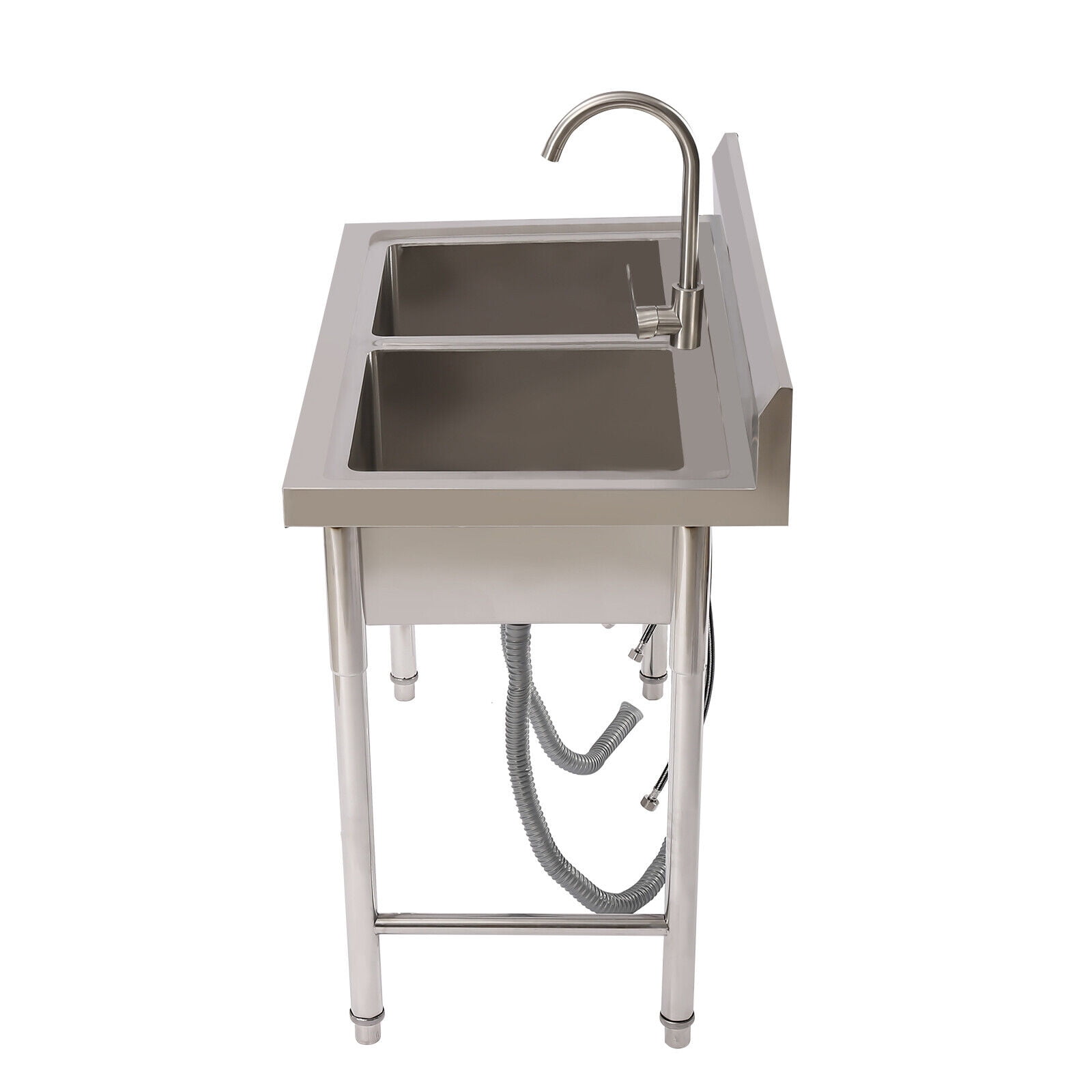 2 Sinks Commercial Restaurant Utility Kitchen Sink Double Compartment Stainless Steel