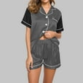thumbnail image 2 of XuJwPNcy Pajama Sets for Women Collared V Neck Button down Shirts and Shorts Pjs Outfits Matching Sets Clothing, 2 of 4