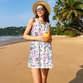 thumbnail image 3 of Naloa Summer with Flamingo Print Women's Summer Spring Casual Beach Sundress,Vacation Sleeveless Tank Crewneck Loose Dresses, 3 of 7
