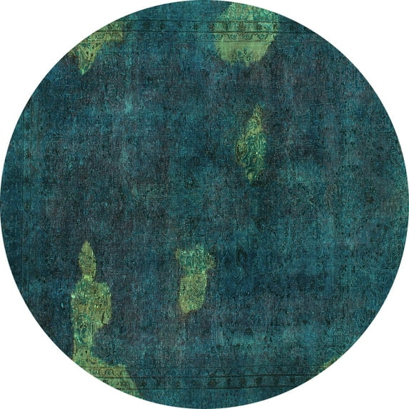 Ahgly Company Indoor Round Abstract Turquoise Blue Modern Area Rugs, 6' Round