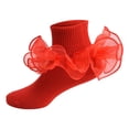 thumbnail image 2 of Toddler Baby Girls Ruffle Socks Double Lace Frilly Socks Ankle Socks, 2 of 6