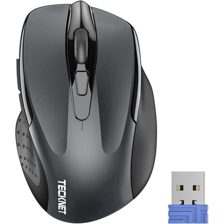 TECKNET Wireless Mouse 2.4GHz with USB Receiver Computer Mouse for Laptop PC Computer Chromebook Notebook 2600 DPI 5 Adjustment Levels