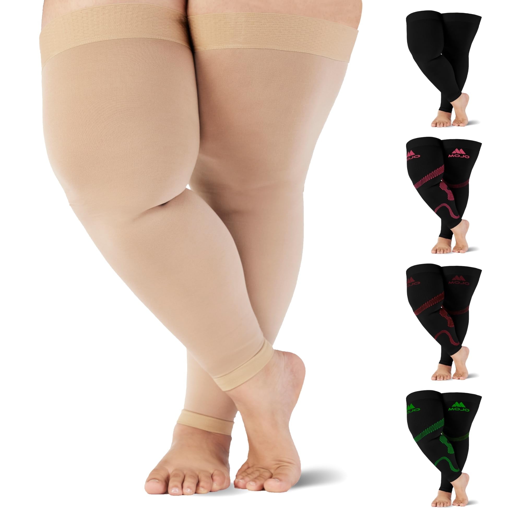 Extra Wide Unisex Footless Compression Thigh High for DVT 20-30mmHg - Beige, 5XL