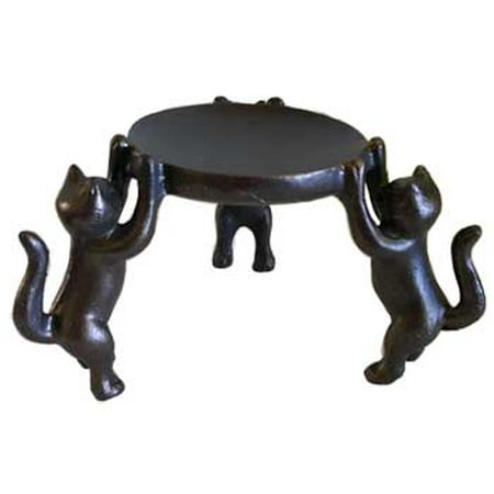Three Kitty Cat Friends Tea light Candle or Votive Holder Made of Resin with Bronze