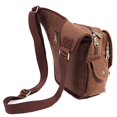 thumbnail image 3 of Bolso bandolera de hombro de lona vintage para hombre KAUKKO patchwork de cuero SG255-Coffee, 3 of 5