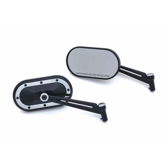 Kuryakyn 1766 Heavy Industry Mirrors, Black with Chrome