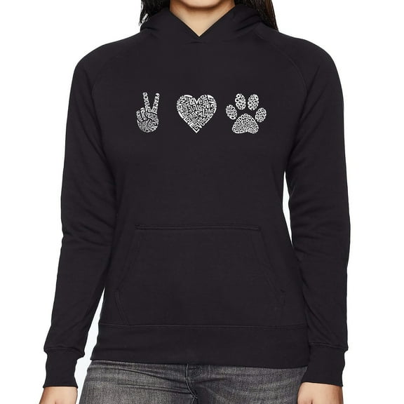 Women's Word Art Hooded Sweatshirt - Peace Love Dogs