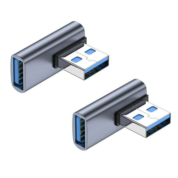 Strhowill 2 Pack 90 Degree Angle USB 3.0 Adapter,Left Angle USB A Male to Female Converter Extender for PC, Laptop, USB A Charger,Power Bank and More