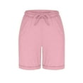 thumbnail image 6 of GEWSEY Sweat Shorts with Pockets for Women 10" Athletic Lounge Sports 3/4 Length Pants Workout Drawstring Bermuda Knee Shorts (Pink, L), 6 of 9