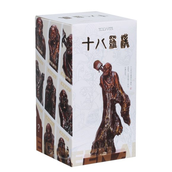 Tomfeel Dieciocho discípulos de Buda Escultura Caja ciega Raíz tallada Resina Estatua Arte budista A Tomfeel Artesanía de resina