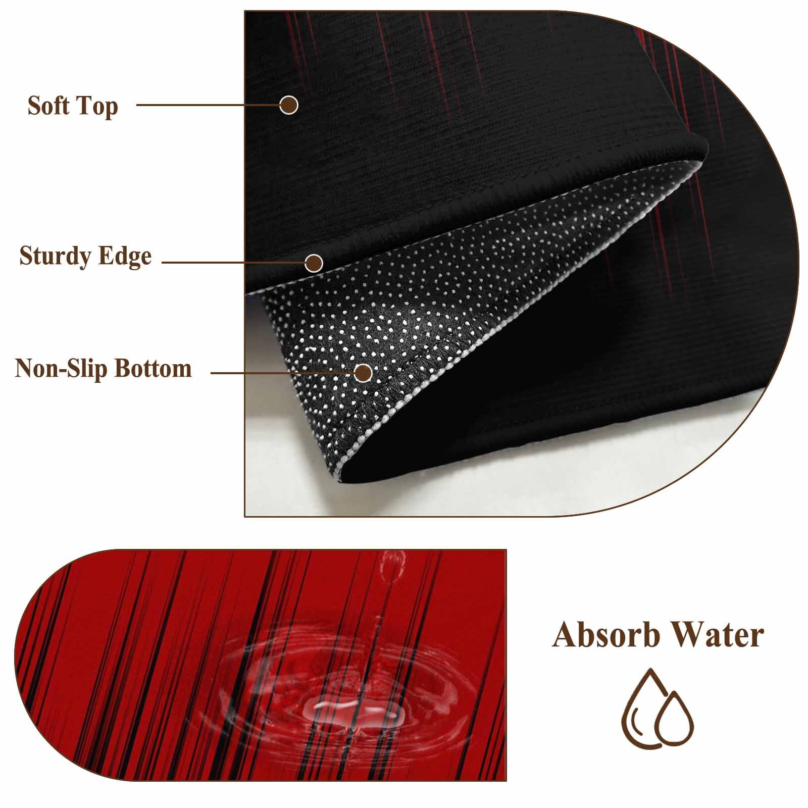 Rectangle Area Rugs 5 x 7 Ft, Dark Red Black Ombre Non-Slip Residential Carpet, Modern Abstract Art Striped Gradient Indoor Crawling Mats Runner Rugs for Living Room/Dining Room/Bedroom