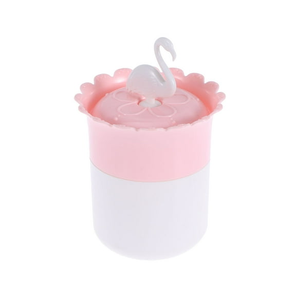 1 caja para hisopos de algodón con diseño de flamenco, redonda, con dibujos animados, para guardar discos de algodón, para mujeres y niñas (rosa y blanco).