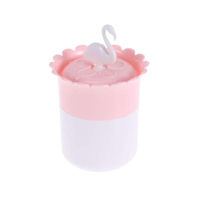 1 caja para hisopos de algodón con diseño de flamenco, redonda, con dibujos animados, para guardar discos de algodón, para mujeres y niñas (rosa y blanco).