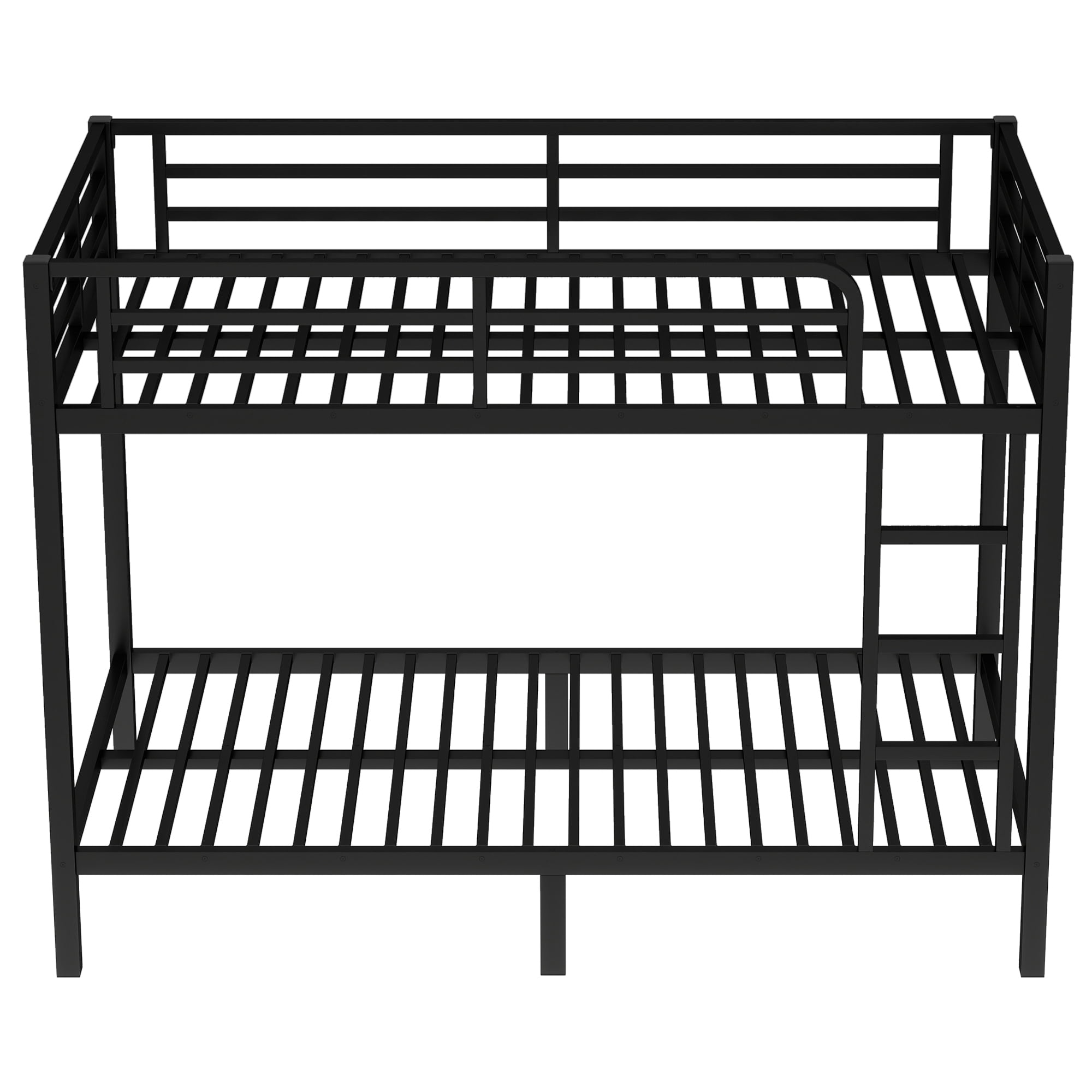 Leumius Twin over Full Bunk Bed for Teens and Adults,Heavy Duty Metal Bed Frame with 2 Side Ladders,Space-Saving/Noise Reduced/No Box Spring Needed,Black