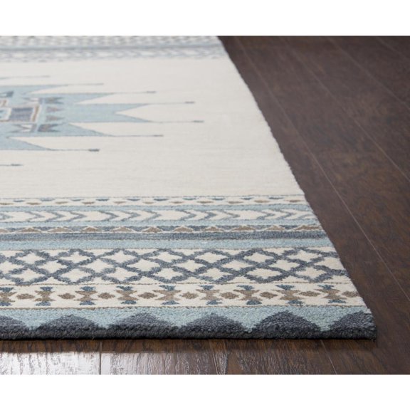 Alora Decor Ryder 9' x 12' Southwest/Tribal Blue/Ivory Hand-Tufted Area Rug