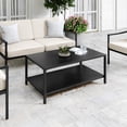 thumbnail image 3 of Martha Stewart Indoor-Outdoor Patio Coffee Table with Lower Shelf and Steel Frame in Black, 3 of 12