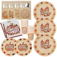 thumbnail image 3 of EastVita 120PCs Set Paper Plates and Napkins Cup Disposable Dinnerware Set for 24 guests Party Supplies happy thanksgiving Autumn Tableware Set in Elegant Gold Foil Fall Design, 3 of 9