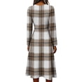 thumbnail image 5 of Women's Fall Boho Floral Print V-Neck Dress Floral Long Sleeve V Neck Dresses Casual Vacation Dress Trendy Lightweight Breathable Dress, 5 of 6