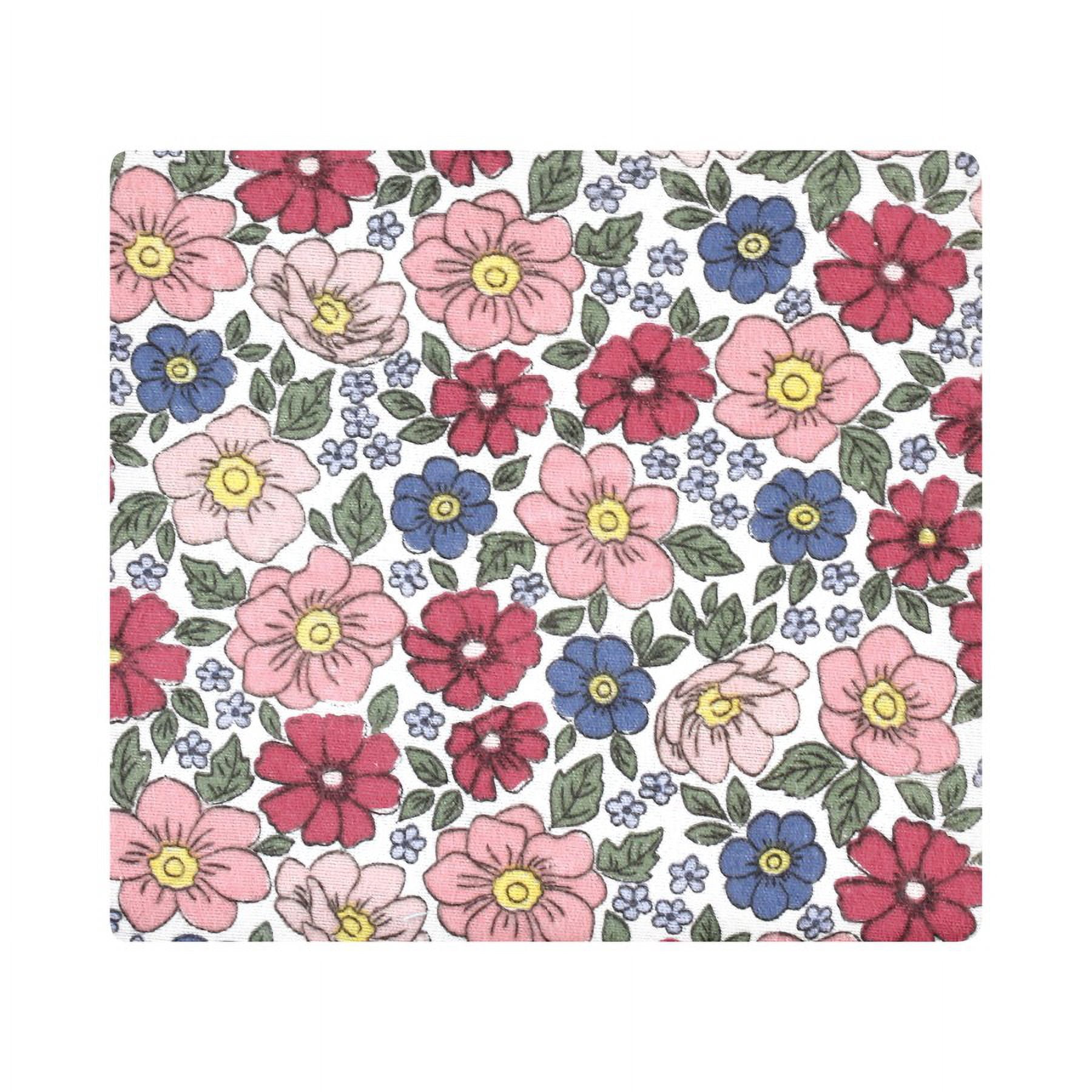 Hudson Baby Infant Girl Cotton Rich Flannel Receiving Blankets Bundle, Pink Blue Pretty Floral, One Size