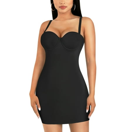 

Molutan Women Full Slip Dress Shapewear Bodysuit Lingerie Body Shaper with Built-in Bra Tops Smooth Back