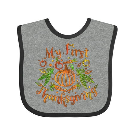 

Inktastic My 1st Thanksgiving Pumpkin Vegetables in Orange and Green Gift Baby Boy or Baby Girl Bib