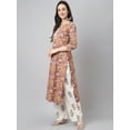 thumbnail image 5 of Janasya Indian Women's Pink Cotton Floral Print Kurta with Palazzo and Dupatta, 5 of 10