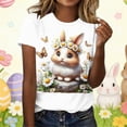 thumbnail image 2 of Levmjia Womens T Shirt Casual Short Sleeve Easter Printed Round Neck Loose Fit Printed Top Summer Polyester Comfortable Fashion Tee, 2 of 5