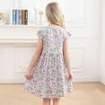 thumbnail image 2 of Taybagh Girls Summer Dress Short Sleeve Round Neck Floral Print Princess Clothes for Kids Lightweight Purple Girls Dresses Size 6, 2 of 9