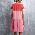 thumbnail image 3 of Vestido de verano,Vestido de empalme de color en contraste Vestido de cuello redondo Vestido casual de mujer Máxima comodidad, 3 of 5
