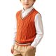 thumbnail image 1 of Odeerbi Chaqueta de Cuello En V de Punto de Cable de Los Niños Color Sólido Sin Mangas Uniforme de La Escuela, 1 of 9