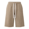 thumbnail image 2 of Bermuda Shorts for Men Under Knee Baggy Sweat Shorts 2026 Fleece Cotton Y2k Shorts Casual Shorts Hem Gym Shorts with Pockets Camel L, 2 of 6