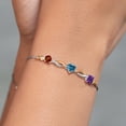 thumbnail image 4 of Gem Stone King 925 Silver and 10K Yellow Gold Red Garnet Persian Blue Moissanite Purple Amethyst and Lab Grown Diamond Tennis Bracelet for Women By Keren Hanan (2.45 cttw, Adjustable up To 9 inch), 4 of 4
